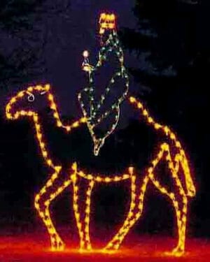 10' Green Wise Man With Camel Holiday Light Display