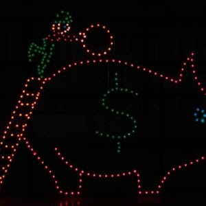 12' Animated Elf With Piggy Bank Holiday Light Display