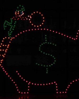 12' Animated Elf With Piggy Bank Holiday Light Display