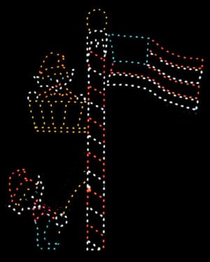 12' Animated Elf And Flag Holiday Light Display
