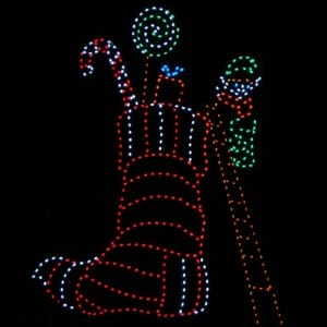 12' Animated Stocking And Elf Holiday Light Display