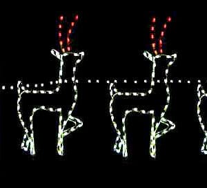 5.5' X 30' GROUND MOUNTED SILHOUETTE SANTA with REINDEER TEAM