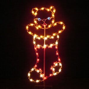 4' Silhouette Bear In Stocking Holiday Light Display