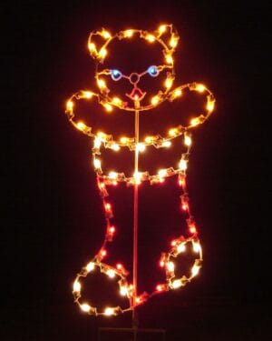 4' Bear In Stocking Holiday Light Display
