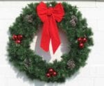 8' Deluxe Garland Building Front Wreath With Red Bow