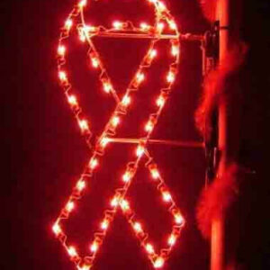 4' Silhouette Pink Ribbon Pole Mount Holiday Light Display