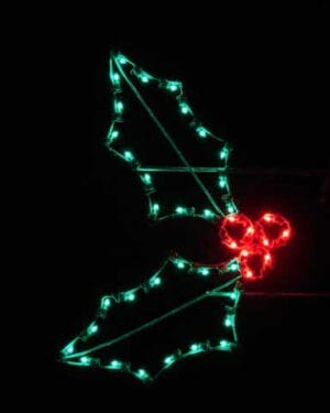4' Holly Leaves Pole Mount Holiday Light Display