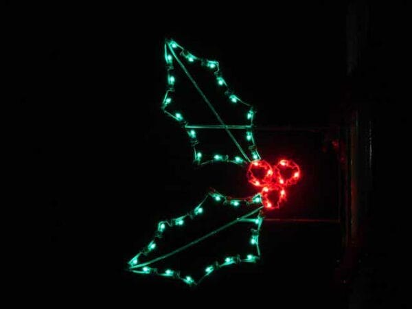 4' Holly Leaves Pole Mount Holiday Light Display
