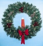 5' Garland Building Front Wreath With Candle
