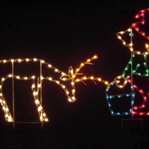 5' Elf Feeding Deer Holiday Light Display