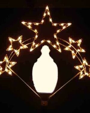 5' White Five Star Lamppost Holiday Light Display