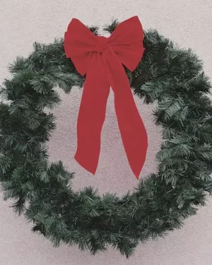 6′ Traditional Garland Wreath with Red Bow