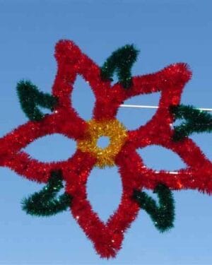 5' Garland Poinsettia Pole Mount Holiday Light Display