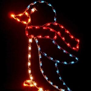 5' Silhouette Penguin Pole Mount Holiday Light Display