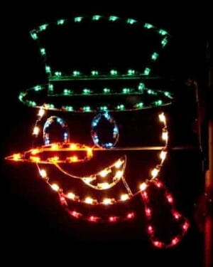 5' Silhouette Snow Man Face Pole Mount Holiday Light Display