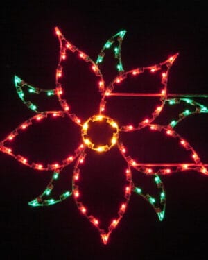 5' Silhouette Poinsettia Pole Mount Holiday Light Display