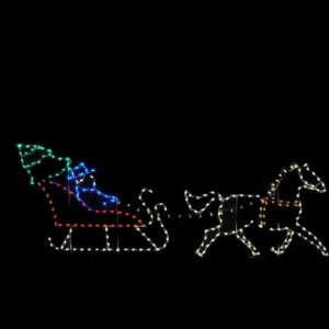 5' Animated Yuletide Horse And Sleigh Holiday Light Display