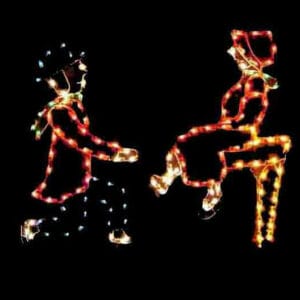 5' Man With Women On Bench Holiday Light Display