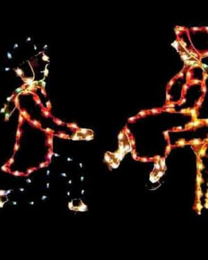 5' Man With Women On Bench Holiday Light Display