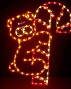 6' Bear Climbing Candy Cane Holiday Light Display