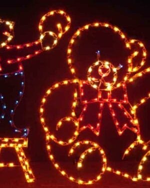 6' Elf Repairing Bear Holiday Light Display
