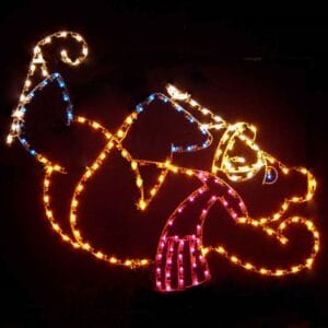 6' Falling Bear With Skates Holiday Light Display
