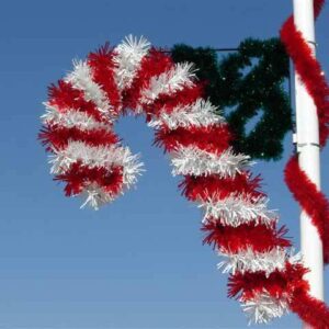 6' Garland Candy Cane With Holly Holiday Light Display