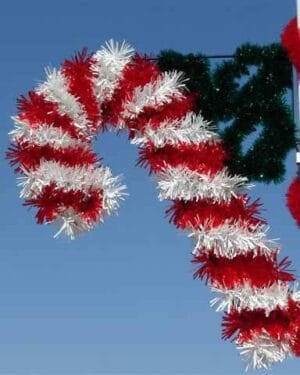 6' Garland Candy Cane With Holly Holiday Light Display