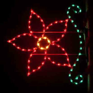 6' Poinsettia With Enhancer Pole Mount Holiday Light Display