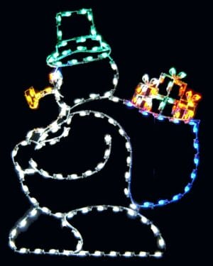 6' Snowman With Bag Holiday Light Display