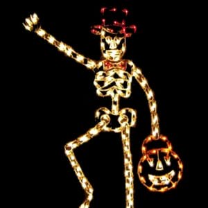 7' Skeleton with Hat Halloween Light Display
