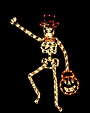 7' Skeleton with Hat Halloween Light Display