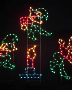 8' Animated Elf Jumping Candle Holiday Light Display