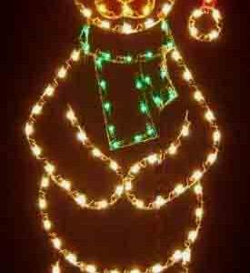 8' Bear With Santa Hat Holiday Light Display