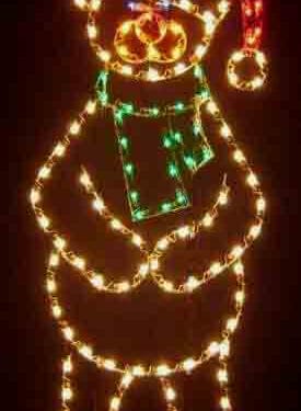 8' Bear With Santa Hat Holiday Light Display