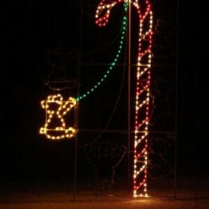 16' Animated Bear Climbing Candy Cane Holiday Light Display