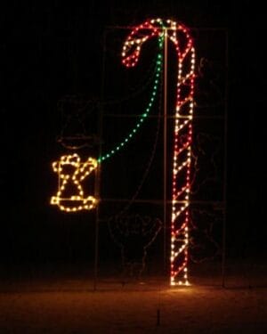 16' Animated Bear Climbing Candy Cane Holiday Light Display