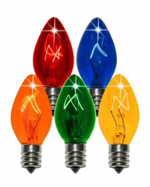 C7 Incandescent Transparent Multi-Colored Twinkle Bulbs