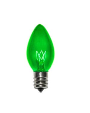 C7 Incandescent Transparent Green Bulbs