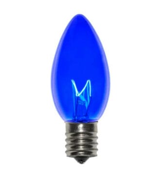C9 Incandescent Transparent Blue Bulbs