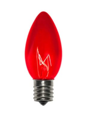 C9 Incandescent Transparent Red Bulbs
