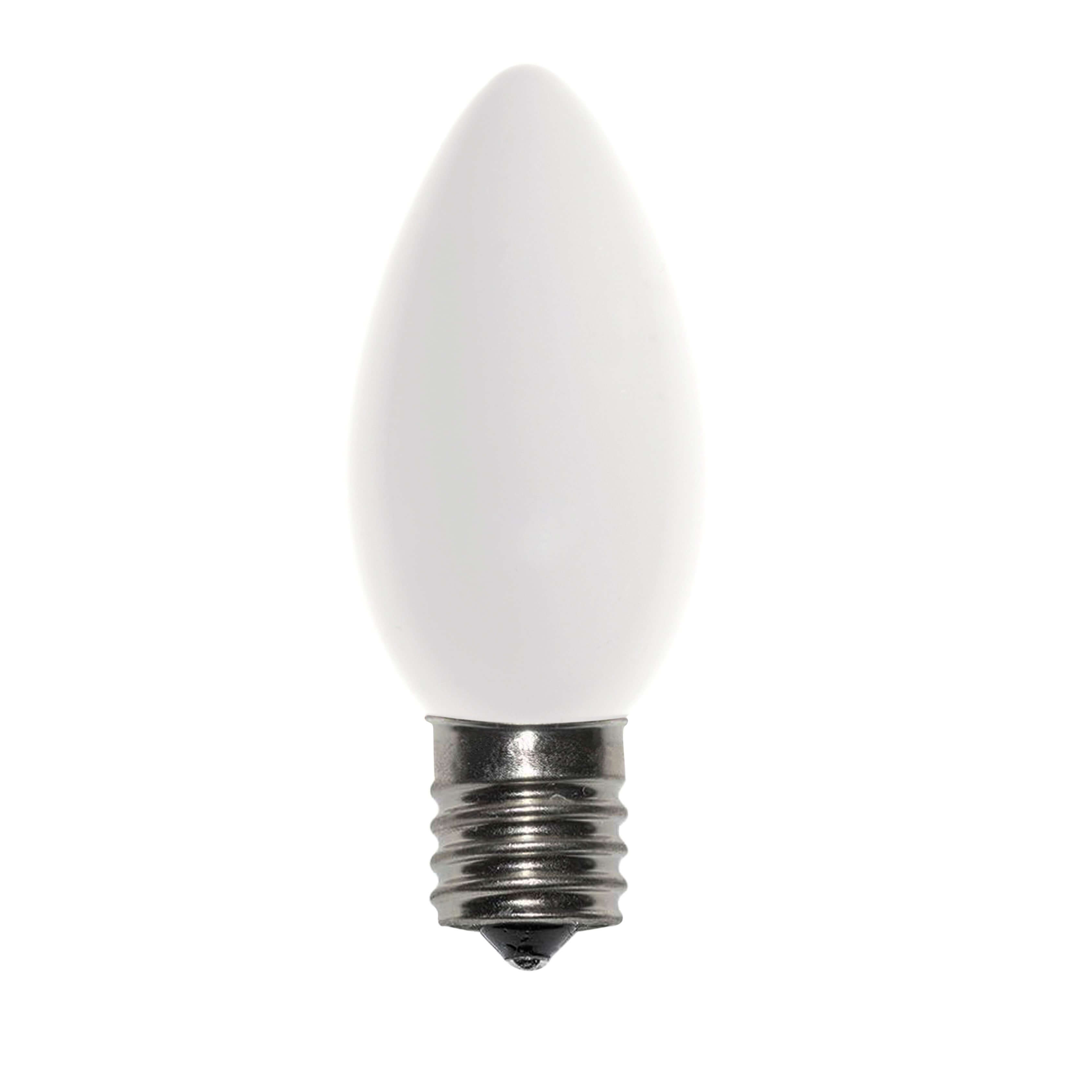 C9 7W, Ceramic, White Bulbs, 25 Pack Creative Displays