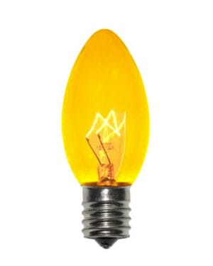 C9 Incandescent Transparent Yellow Bulbs