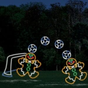11' Gingerbread Soccer Boys Holiday Light Display