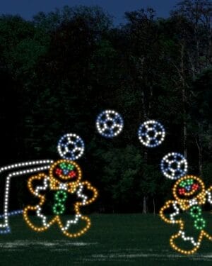 11' Gingerbread Soccer Boys Holiday Light Display