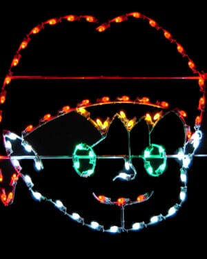 4' Elf Face Pole Mount Holiday Light Display