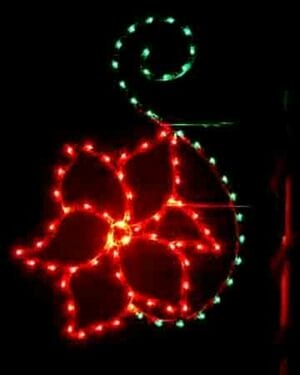 6' Poinsettia And Scroll Pole Mount Holiday Light Display