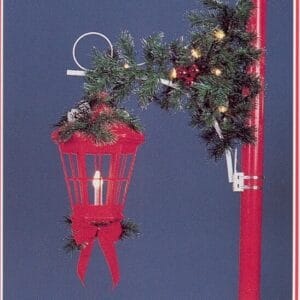 5' Garland Scroll With Red Lantern Pole Mount Holiday Light Display