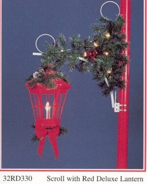 5' Garland Scroll With Red Lantern Pole Mount Holiday Light Display