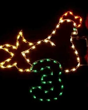 5' Twelve Days Of Christmas - Day 3 Pole Mount Holiday Light Display
